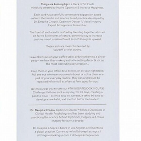 Things Are Looking Up 52 Card Deck Inspire Optimism Dr Deepika Chopra New Sealed - Picture 9 of 9